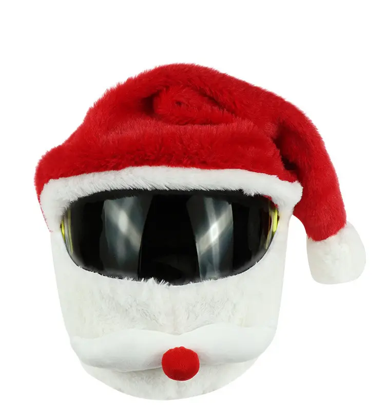 Funny Protective Plush Christmas Santa Claus Hat Motorcycle Helmet Cover Winter Windproof Santa Hats Knitted Christmas Hat
