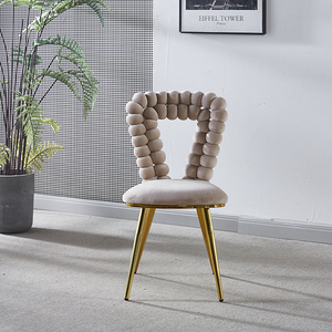 Modern Comfortable Home Living Room Fabric <b>Velvet</b> Soft Cushions <b>Dining</b> <b>Chair</b> with Iron Tube Legs - Product Image 2