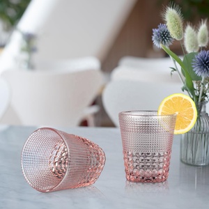 手作りピンクダイヤモンド模様300mlカップガラス容器ビールグラスジュースティーグラス食器 - Product Image 3