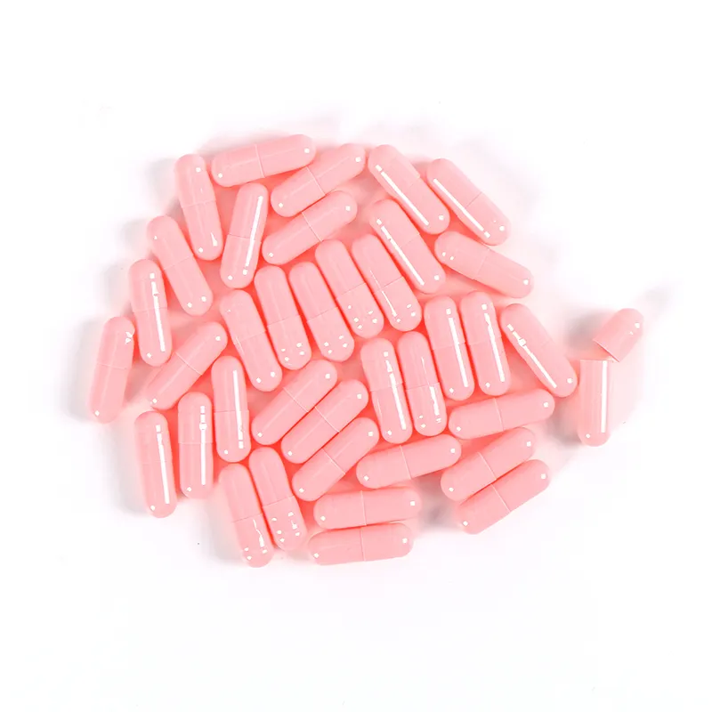Светло-розовый чистый крахмал веганские овощные капсулы, легко усваиваемые, Размер 000 00 0 1, твердые пустые овощные таблетки из двух частей
