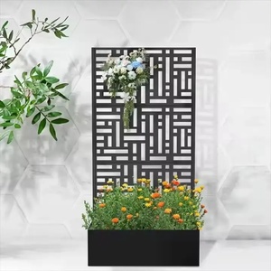 Paravent décoratif en aluminium avec <span class=keywords><strong>pot</strong></span> de fleurs et panneau découpé au laser pour l'intimité - Product Image 6