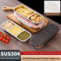 Boîte à lunch de luxe en acier inoxydable 304, durable, de haute qualité, anti-odeurs, 3 compartiments, micro-ondable, hermétique, pour le stockage des aliments