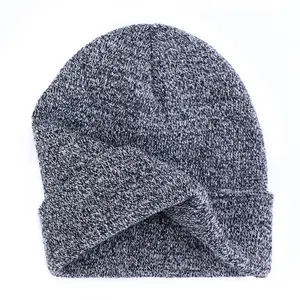 Plain Gray Beanies Warm Ski Cap Acrylic Knitted Beanie Hat With Custom Logo Winter Hats Custom Beanie Hat