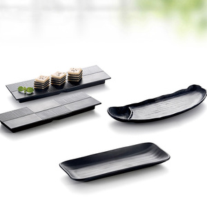 Plato rectangular sushi melamina long rectangle black sushi melamine plates
