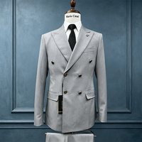 Costume de Mariage Sur Mesure pour Homme, Smoking de Luxe Croisé pour Marié, Tenue de Cérémonie et de Soirée avec Ornements Bijoux
