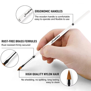 8 unids/set blanco redondo punta fina detalles cepillo aceite acuarela arte en miniatura pincel pluma cepillos - Product Image 4