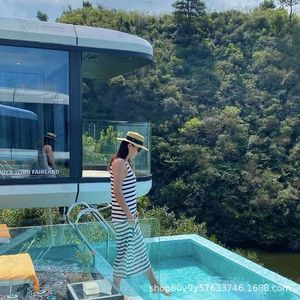 บ้านคอนเทนเนอร์สมัยใหม่ โรงแรมแคปซูลแบบพกพา พร้อมระเบียงกระจกสำหรับสระว่ายน้ำ เหมาะสำหรับรีสอร์ทกลางแจ้ง - Product Image 2