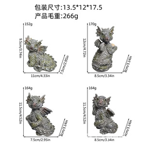 รูปปั้นมังกรน่ารัก เรซิ่นตกแต่งสวนกลางแจ้ง รูปสัตว์เคลือบสี งานฝีมือประดับตกแต่งแบบตั้งพื้น - Product Image 5