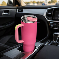 Gobelet de voyage isotherme grande capacité avec logo personnalisé, couvercle anti-fuite, en acier inoxydable 18/8, compatible avec le porte-gobelet de voiture