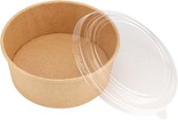 Bols à salade ronds en papier kraft de 1100 ml avec couvercles transparents