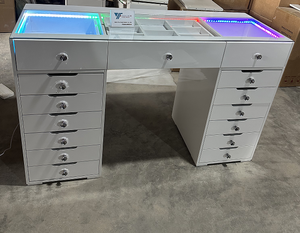 <span class=keywords><strong>Mesa</strong></span> <span class=keywords><strong>de</strong></span> Maquillaje Moderna y Duradera con Panel <span class=keywords><strong>de</strong></span> MDF, Luz LED y Joyeros, para Dormitorio o Apartamento, Diseño Blanco y Elegante - Product Image 2