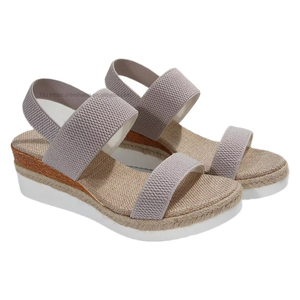Nouvelles sandales compensées à bout ouvert pour femme, grande taille, à semelle épaisse, avec maille élastique, vente en gros - Product Image 5