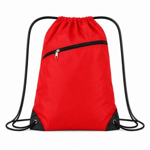 Custom Polyester Drawstring <b>Bag</b> with Zipper Pocket Lightweight <b>Foldable</b> Gym Sack for Basketball Sports Swimming Travel - Product Image 3