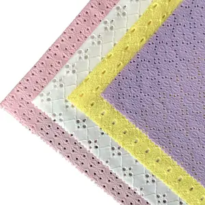 新款上市紫色桂纯蕾丝定制提花95% 涤纶5% 氨纶网眼针织服装面料