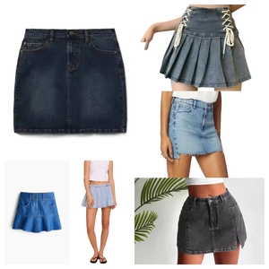 Summer Casual Women's High Waist Denim Mini <b>Skirt</b> Solid Color Style With Pockets Regular Fit A-Line Jean <b>Skirt</b> - Product Image 2