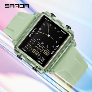 Sanda 6273 thời trang đồng hồ điện tử cho người đàn ông sáng 5ATM Đồng hồ chống thấm nước thể thao ngoài trời giản dị phụ nữ kỹ thuật số Đồng hồ đeo tay - Product Image 2