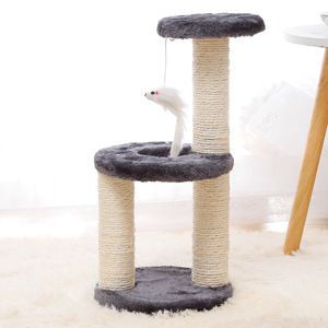 Tiragraffi per Gatti a Tre Livelli in Peluche, Compatto, per Gatti Piccoli e Medi, Giocattolo Interattivo per Affilare le Unghie, Intrattenimento e Salto - Product Image 6