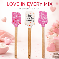 Spatule en silicone de taille moyenne pour la Saint-Valentin, transfrontalière, avec motif imprimé, pour pâtisserie et crème, compatible contact alimentaire