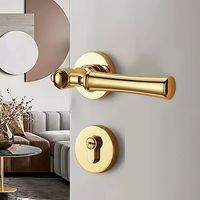 Ensemble de poignées de porte à levier silencieuses de style français, finition dorée, design de luxe léger, pour portes de salle de bain et de chambre européennes, portes en bois