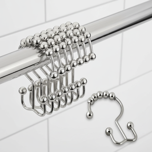 Crochets de <span class=keywords><strong>rideau</strong></span> de douche doubles en métal pour salle de bain, anneaux de suspension pour <span class=keywords><strong>rideau</strong></span> de douche - Product Image 1