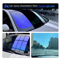 Kaca Film Chameleon Biru Aurora Blue 70%VLT 99%IRR Penolak Panas PET Anti Gores Pelindung Privasi 2 Mil