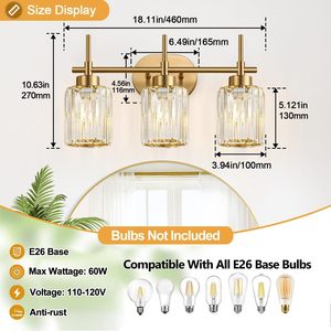 Lampe murale LED moderne <span class=keywords><strong>Tyson</strong></span> Home avec abat-jour en verre et fer, douille E26 pour la décoration intérieure - Product Image 6