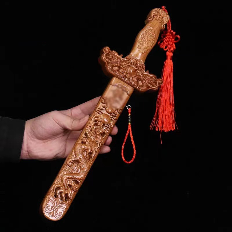40cm embossed peach wood sword