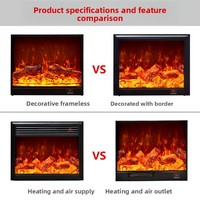 Insert de cheminée électrique de luxe sur mesure, style américain, avec flamme simulée intégrée, sans cadre, d'inspiration européenne, pour intérieur