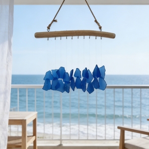 Campana de Viento Decorativa de Doble Capa de Vidrio Marino, Hecha a Mano, con Acabado Arenado, Estilo Bohemio Moderno Minimalista, Irregular, para Dropshipping - Product Image 6