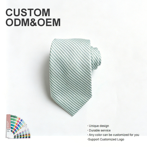 Custom Available Men's Polyester <strong>Mint</strong> <strong>Green</strong> White Diagonal Striped Necktie Wedding Business Formal Dress <strong>Tie</strong> - Product Image 1