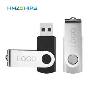 HMZCHIPS Custom Logo Memory USB Disk 128GB Swivel USB Flash Pen Drive 4GB 8GB 32GB 16GB For Bulk Gift Items USB Flash Drives