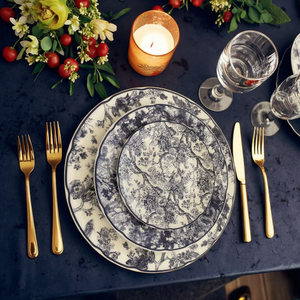 Wholesale Designer <b>Plates</b> Sets Dinnerware Bone China Dishes Porcelain Luxury Dinner <b>Plates</b> Set for Kitchen - Product Image 2