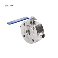 Vanne à boisseau sphérique manuelle ultra-mince KLION en acier inoxydable 304 DN25 de type Wafer pour acides, OEM