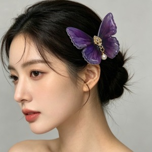 Exquisite rhinestone butterfly hair <b>clip</b>, side <b>clip</b>, elegant hairpin for women, 2025 new style, high-end duckbill <b>clip</b> head - Product Image 4