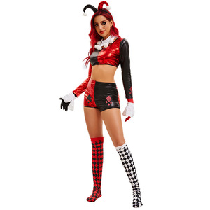 Ensemble de costume sexy de clown <span class=keywords><strong>Harley</strong></span> <span class=keywords><strong>Quinn</strong></span> avec haut court - Tenue de cosplay pour spectacle de scène d'Halloween - Product Image 2