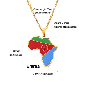 Collar con Colgante de <span class=keywords><strong>Mapa</strong></span> de África y Bandera, Oro 18K, Acero Inoxidable, Ghana, Nigeria, Congo, <span class=keywords><strong>Somalia</strong></span>, Angola, Liberia, Regalos de Joyería, Venta al Por Mayor - Product Image 2