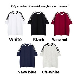 <span class=keywords><strong>Camiseta</strong></span> de Manga Corta para Hombre, Diseño <span class=keywords><strong>a</strong></span> Rayas de Color en Contraste, 230g, Algodón, Estilo Clásico de Tres Rayas, Holgada y Cómoda, Nueva Colección Verano 2026 - Product Image 2