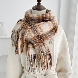 Plaid <b>Scarf</b> Custom Logo British Classic <b>Tartan</b> Thick Warm Tassel Fringe Unisex Winter Shawl Factory Wholesale - Product Image 4