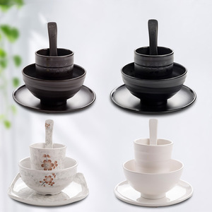 ชุดภาชนะสำหรับหม้อไฟเมลามีนลายพอร์ซเลน 4 ชิ้น ทรงกลม สีพื้น สำหรับใช้ในโรงแรมและร้านอาหาร - Product Image 1