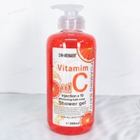 Gel Douche Éclaircissant aux Fruits Naturels, Vitamine C & Lavande, Savon Liquide Exfoliant Corporel à l'Acide Hyaluronique, Gommage Peau
