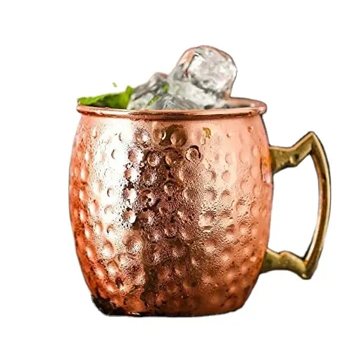 Véritable Cuivre Placage Moscou Mule Tasses En Acier Inoxydable À L'intérieur Doublure 16 Oz Cuivre Tasses et Tasses