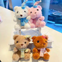 Porte-clés en peluche ours mignon de 12 cm avec écharpe, 4 couleurs, cadeau parfait pour enfants, jouet porte-clés, pendentif de sac à dos, jouet en peluche