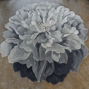 Sculptured flower shaped carpet hand carved Rose Lotus rug