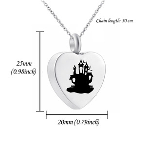 Stainless Steel <strong>Heart</strong> Cremation Ashes Pendant Jewelry Memorial Ashes Necklace Halloween <strong>Night</strong> of Horror - Product Image 2