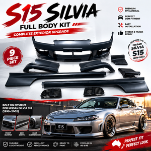 ชุดแต่งรอบคันสำหรับ NISSAN S15 SILVIA วัสดุ PP ประกอบด้วยกันชนหน้า สเกิร์ตข้าง พร้อมช่องใส่ไฟตัดหมอก อุปกรณ์ตกแต่งบอดี้คิท - Product Image 1