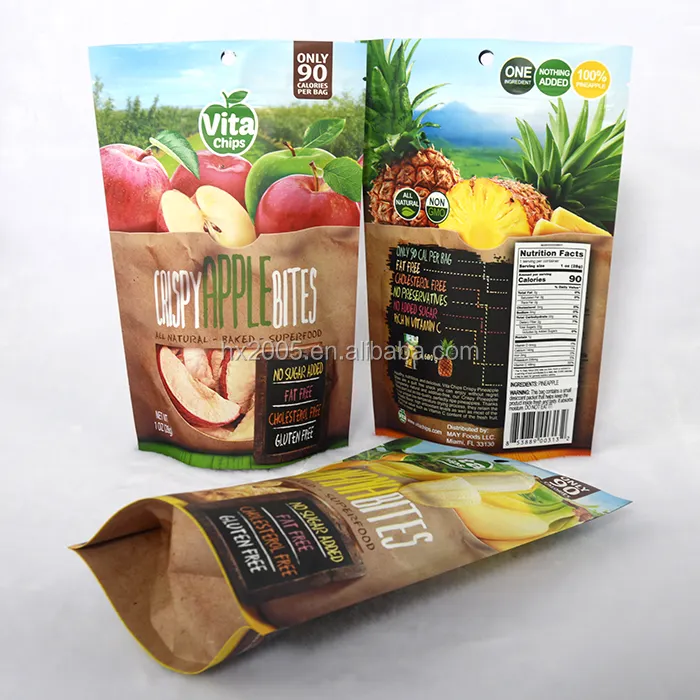 Custom Printing Food Grade Plastic Freeze Dried Fruits Packaging Bag Aluminum Foil Doypack Snacks Nuts Food Stand Up Pouch