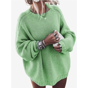 Nuevo Suéter de Punto de Color Sólido, Holgado, con Mangas de Murciélago, para Mujer, a la Moda - Product Image 4