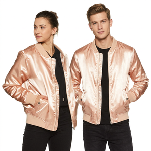 Unisex <b>Rose</b> <b>Gold</b> Canvas Waterproof Hooded Bomber Jacket Regular Fit Zipper Closure Solid Color Casual Winter Wear High Street - Product Image 1