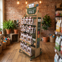 Support d'affichage personnalisé double face en métal pour aliments pour animaux, présentoir de produits pour chats et chiens sur pied pour magasin d'animaux