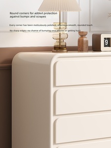 Commode en bois laqué style crème, minimaliste et moderne, pour chambre à coucher, chevet ou salon - Product Image 3
